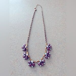Vintage Gold And Purple Rhinestone Butterfly Statement Necklace